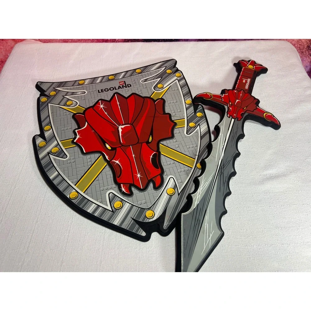LEGOLAND Castle Knight Foam Sword Shield Set Dragon Red Silver Costume Gear
